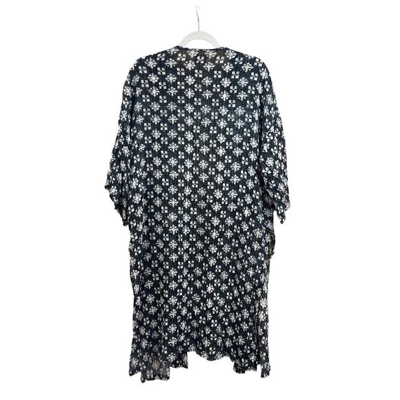 Bongo Semi Sheer Womens Open Front Duster Medium Geometric Print Kimono Cardigan - Picture 2 of 6